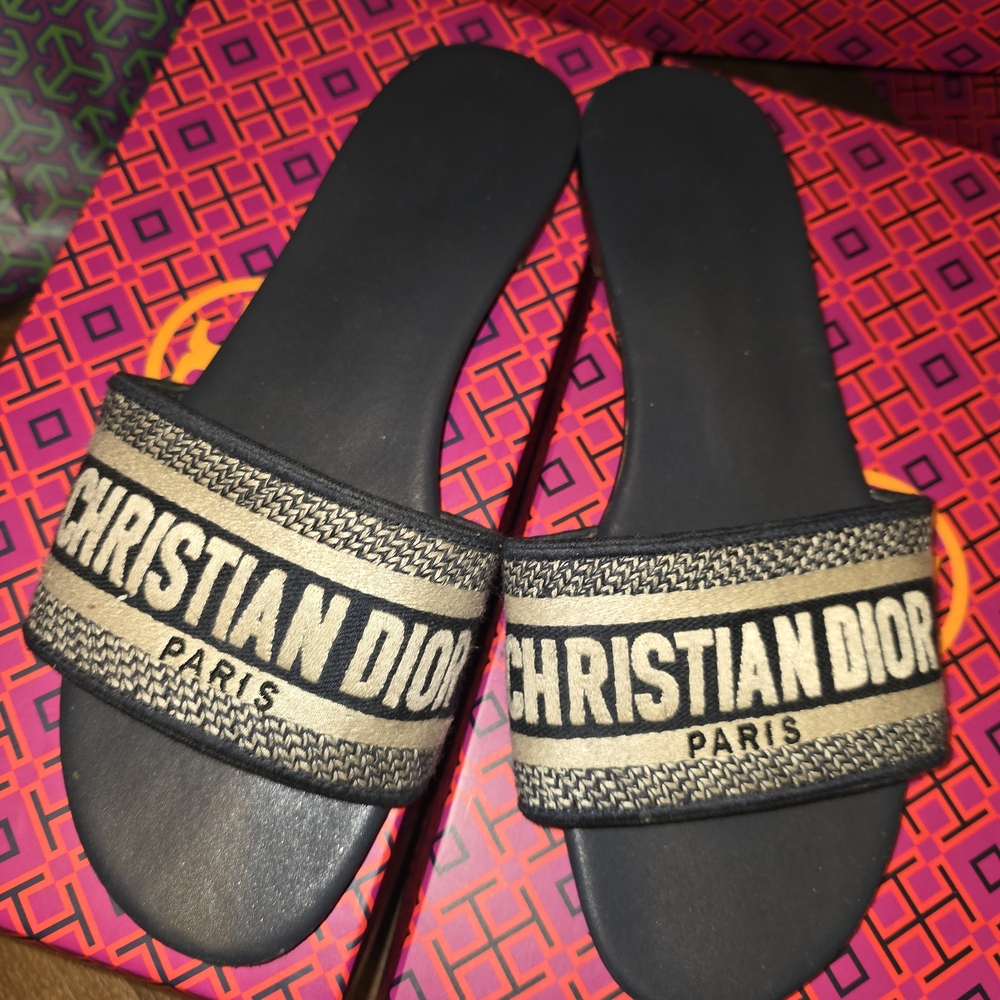 Dior Elegant Black and Tan Sandals